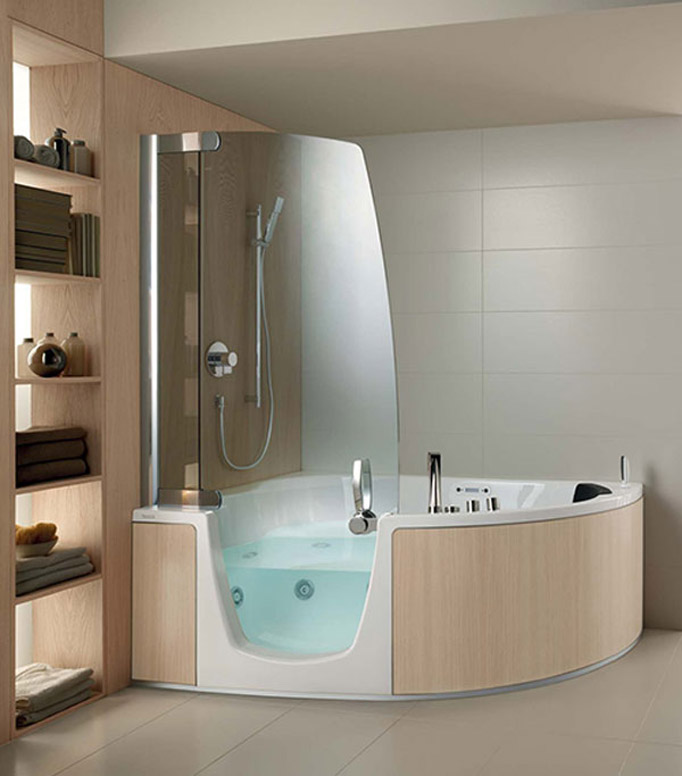 Cool Comfort Corner Whirlpool Shower Combo By Teuco