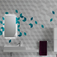 Cube Tiles Collection White & Cyan