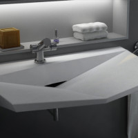Diamond solid surface sink design for modern bathroom