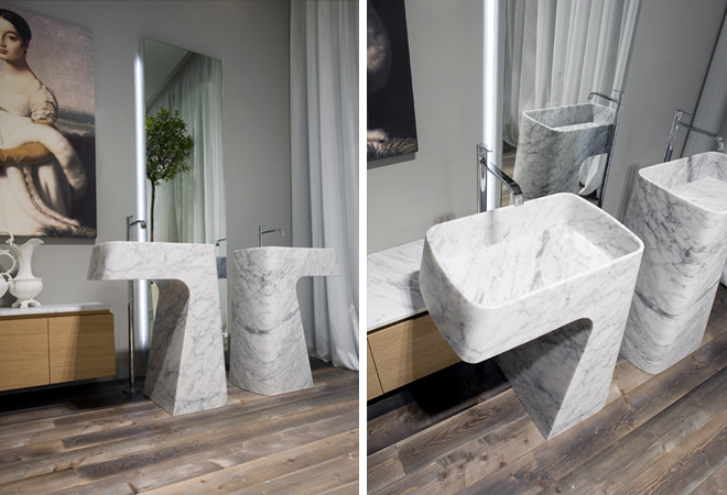 Free Standing PIPA marmo di Carrara Marble Sink