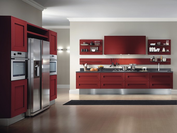 Dramatic Red Melograno Kitchen Design 01