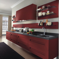 Dramatic Red Melograno Kitchen Design 04v