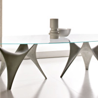 Modern Round Glass Dining Table Molteni Arc-05
