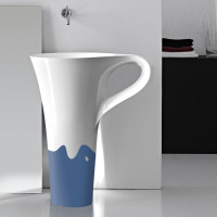 onda decor blue basin cup