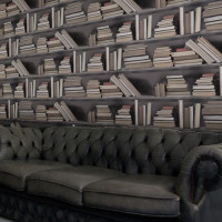 vintage bookshelf wallpaper mineheart